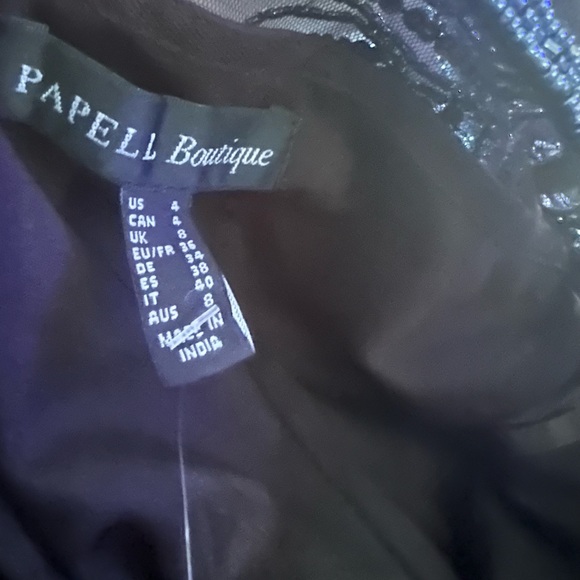 Papell Boutique Elegant Black and Silver Embellished Evening Gown - Picture 5 of 7